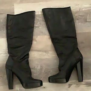 Aldo Platform Black Leather Boots - Size 37
